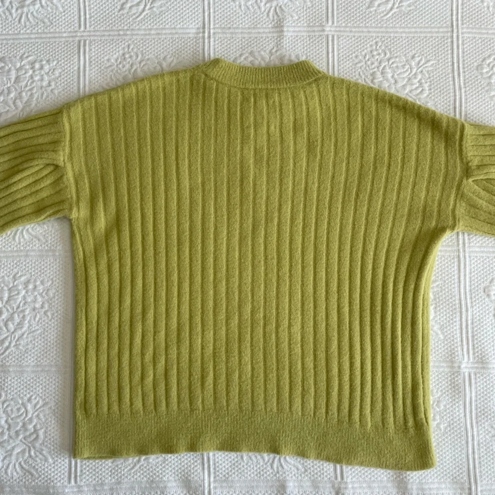 Aerie Buttercream Oversized Ribbed Crew Neck Sweater Lime Green XS